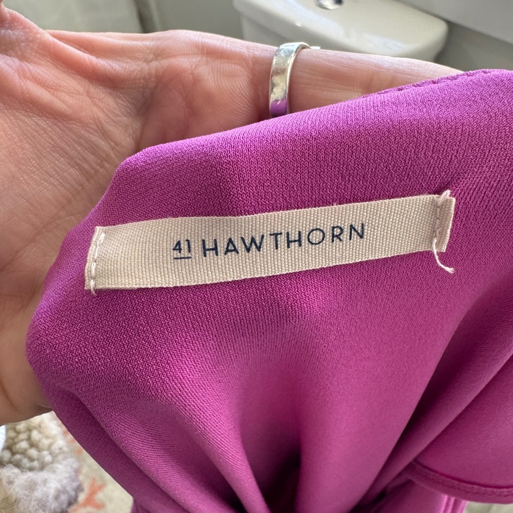 41 Hawthorne Pink Draped Cowl Neck Y2K‎ Style Tunic Blouse Short Split Sleeve - Picture 5 of 10